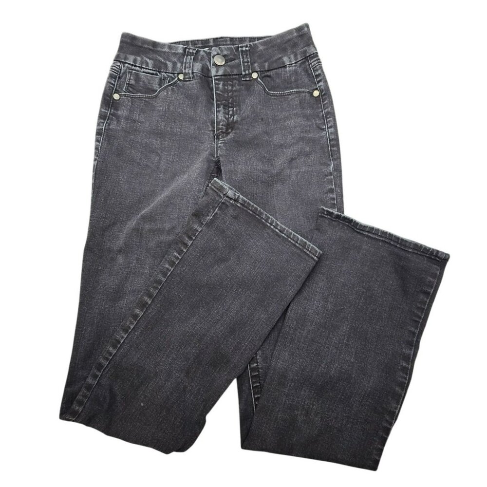 Seven7 Womens Slim Bootcut Tummyless Jeans Size 6 Black Denim Stretch JJ3916